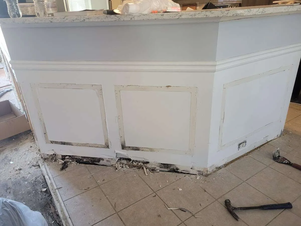 Water damage and mold on kitchen during Storm Damage Restoration in Monahans